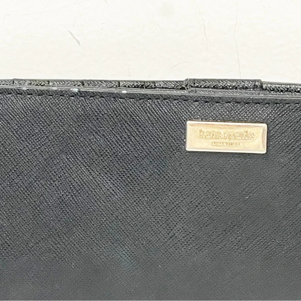Kate‎ Spade Stacy Women's Black Saffiano leather wallet Snap Closure Multi Card